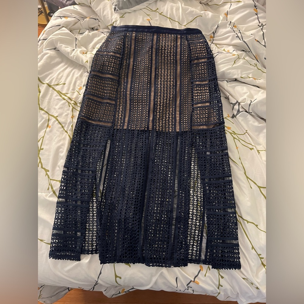 Top Shop Navy Blue and Tan Layered Skirt